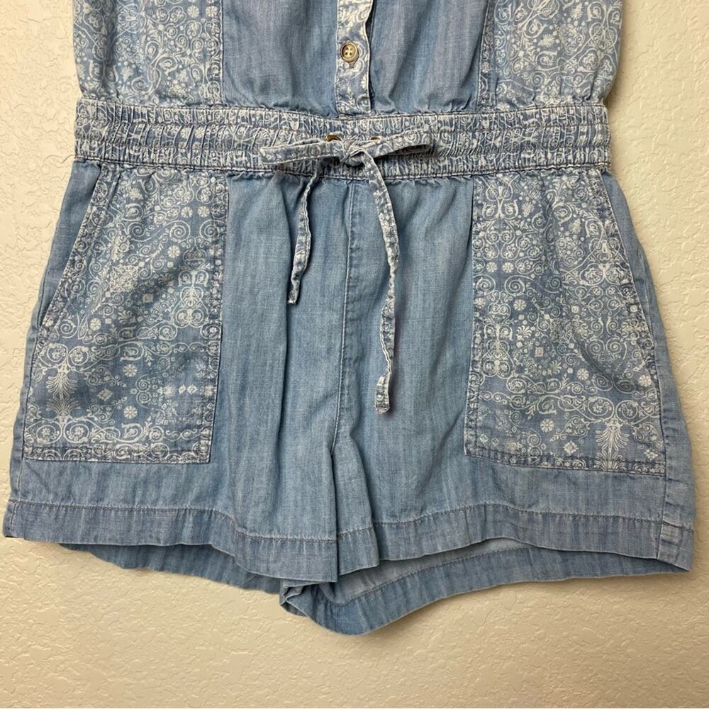 Life In Progress Chambray Button Down Romper W/Fl… - image 8